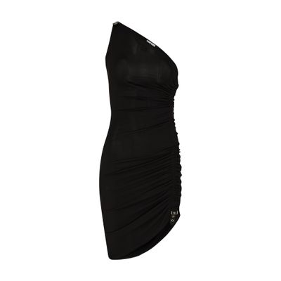Courrèges Gather Crepe Black Viscose Mini Dress In Black