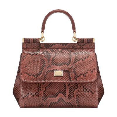 Dolce & Gabbana Logo-plaque Snakeskin Tote Bag In Black