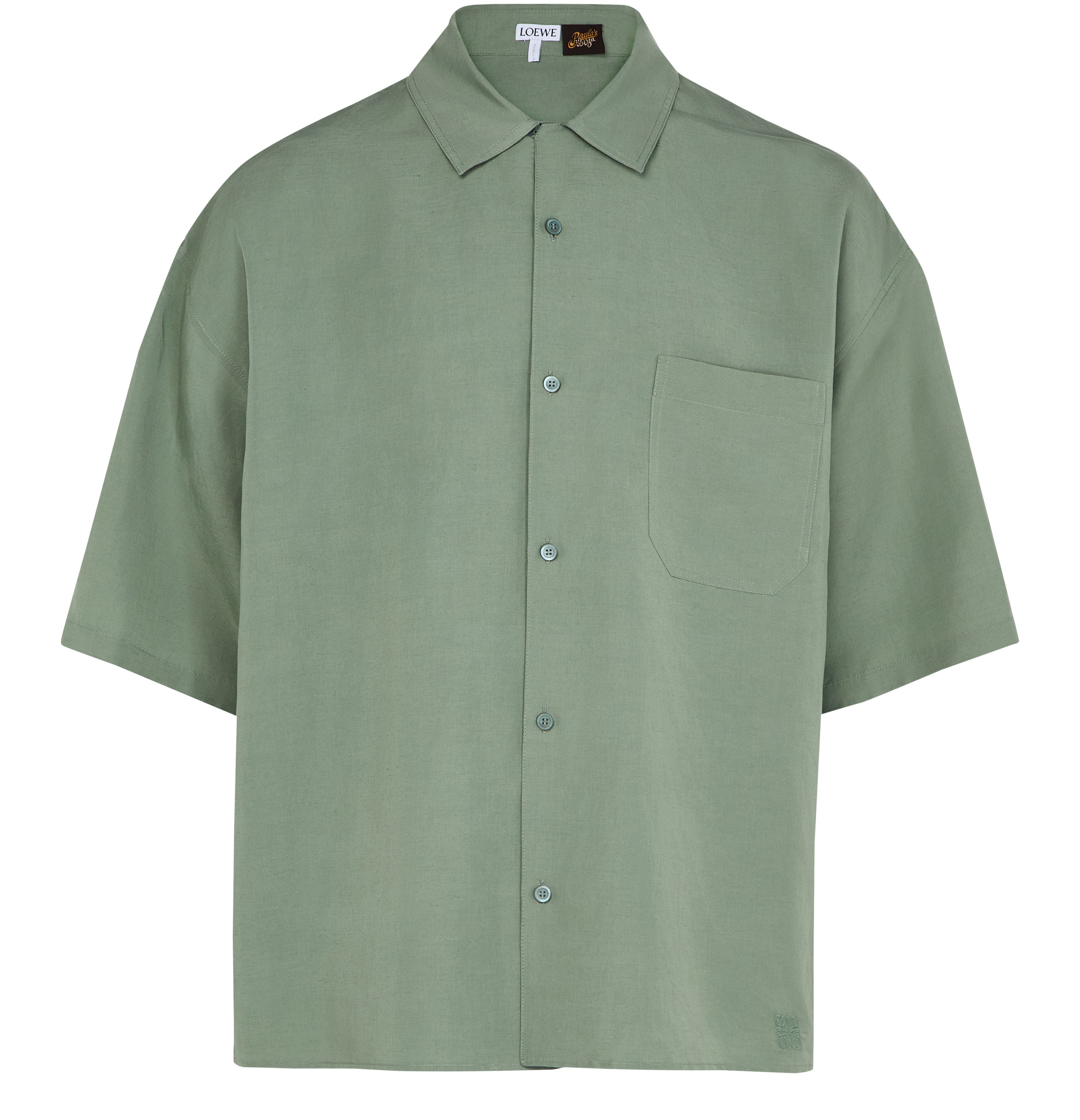 Short-sleeved linen and viscose shirt
