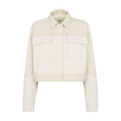 Fendi Ff Motif Denim Jacket In White