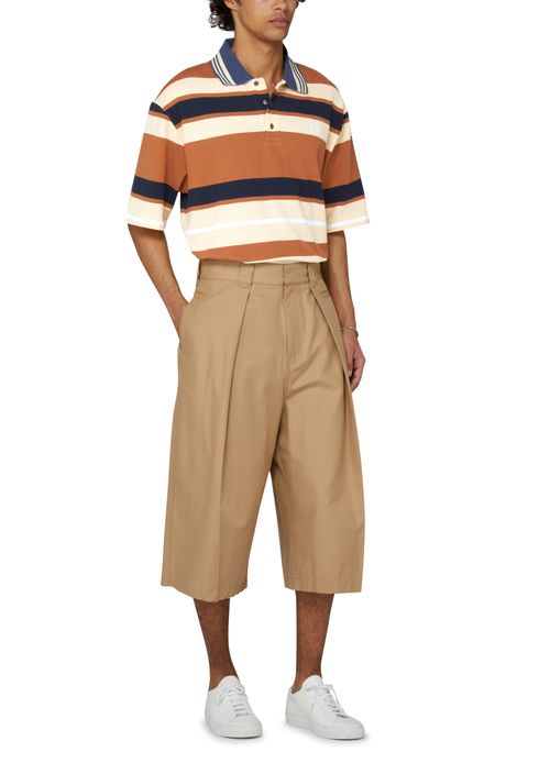 LOEWE Oversized fit polo in cotton and linen with stripes