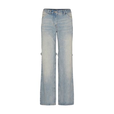 Courrèges Sailor Wide-leg Baggy Denim Pants In Blue