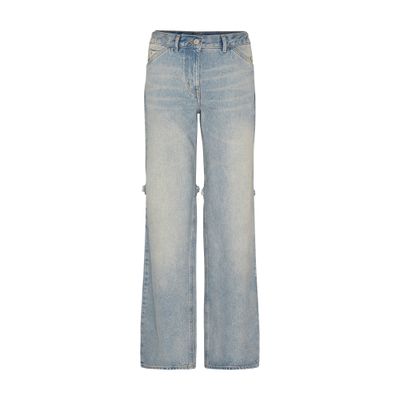 Shop Courrèges Sailor Denim Baggy Pants In Blue