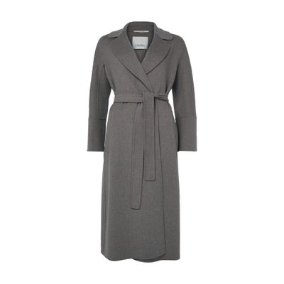 S Max Mara Longline Belted Coat In Grey