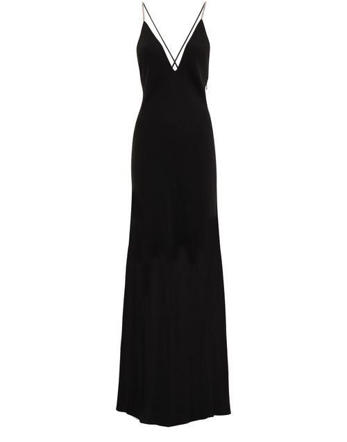 CELINE Lingerie dress in satin-lined crepe with rhinestones