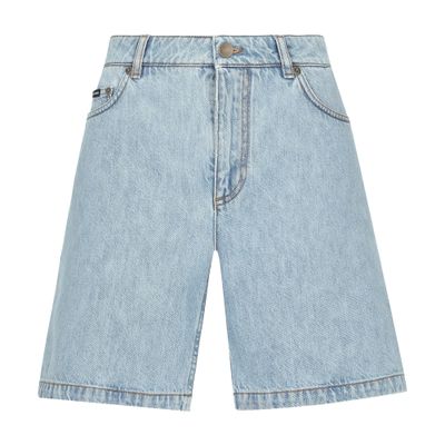 Dolce & Gabbana Cotton Denim Bermuda Shorts In Multicolor