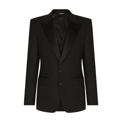 Three-piece Sicilia-fit suit in stretch wool