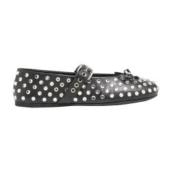目を惹く ★ miumiu Rhinestone and leather ballet flats Women's Rhinestone and leather ballet flats | MIU MIU | 24S
