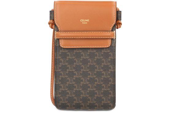 Phone Pouch with Flap in Triomphe Canvas and Lambskin - CELINE