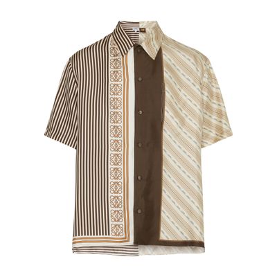 Short-sleeve shirt in silk with stripes