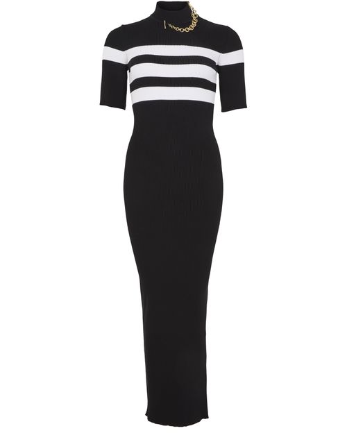 JEAN PAUL GAULTIER Robe longue rayée en maille viscose