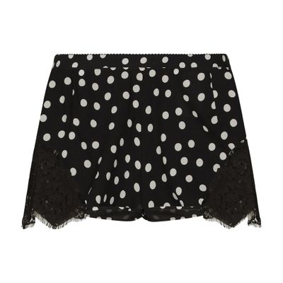 Dolce & Gabbana Polka-dot Silk-blend Shorts In Black