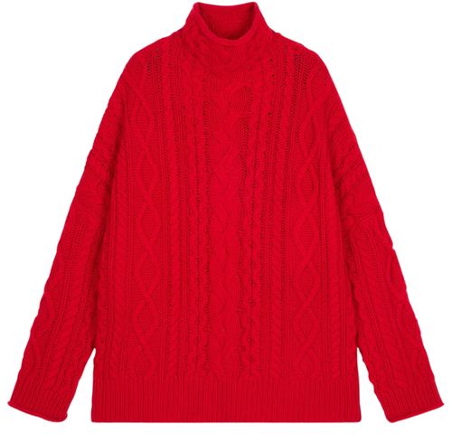 Bompard — Cashmere cable knit mockneck sweater (Red)