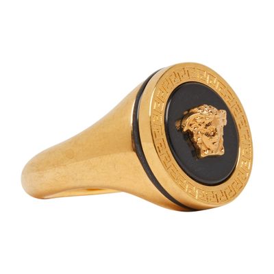 Versace Medusa Enamel Ring In K41t_black_tribute_gold