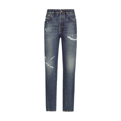 Shop Dolce & Gabbana Denim Jeans With Rips In Blue