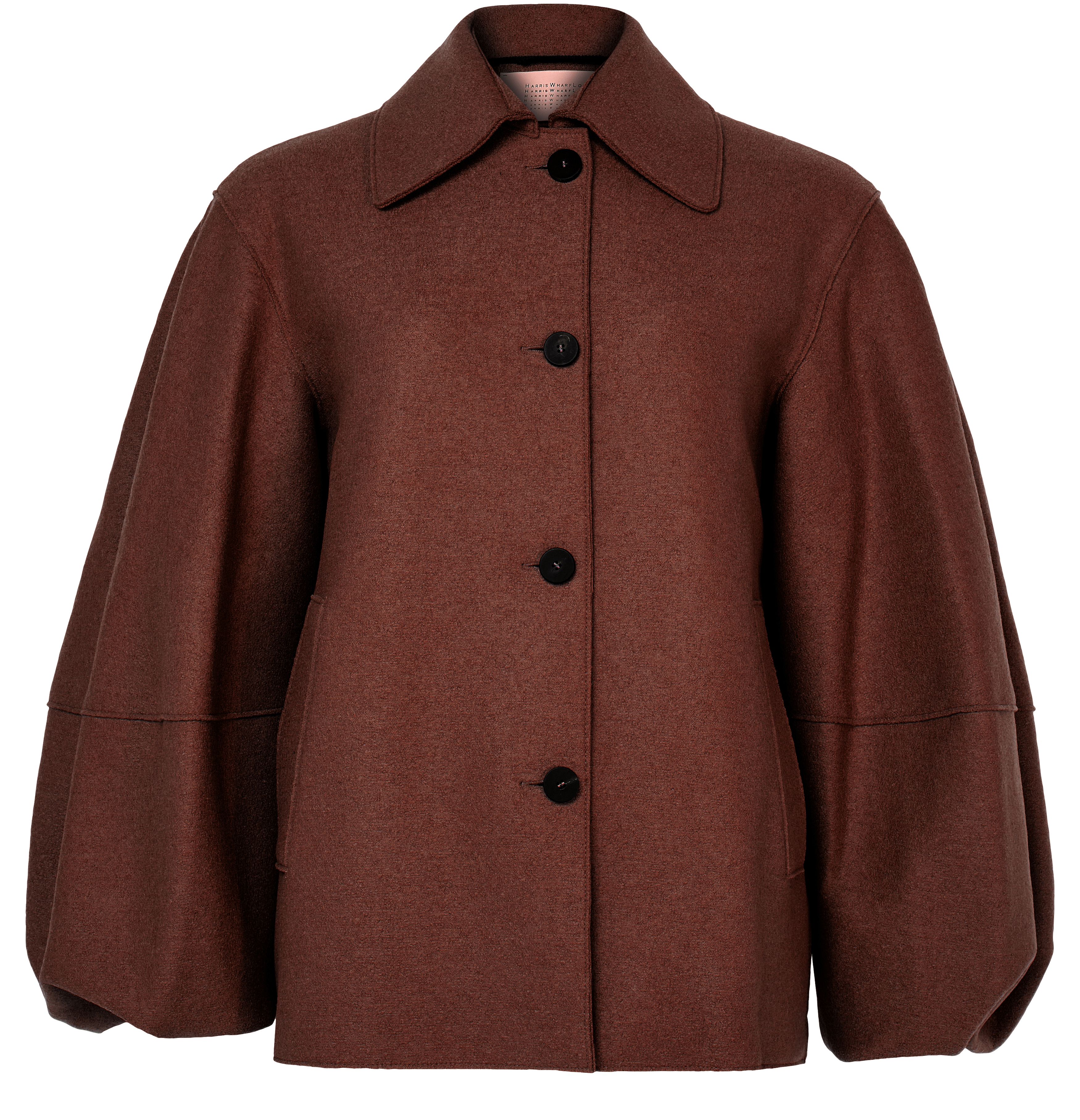 Puff-sleeved jacket in pressed wool