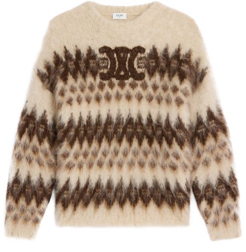 CELINE Pull col rond mohair Fair Isle