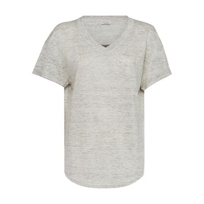 Shop Brunello Cucinelli Linen And Silk T-shirt In Grey