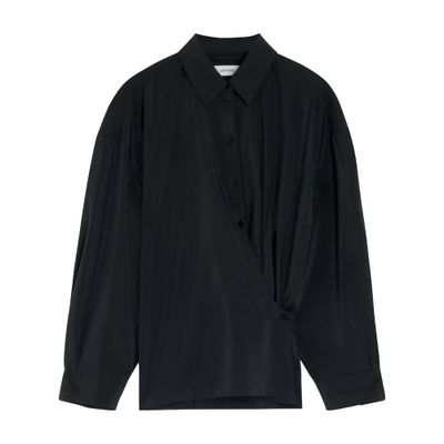 Lemaire Straight Collar Twisted Shirt In Black