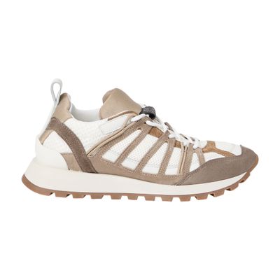 Brunello Cucinelli Low Top Sneakers Mesh Panels In Grey