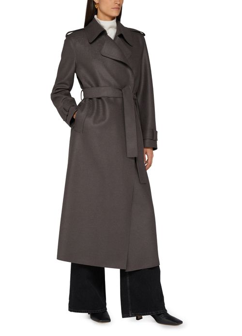 HARRIS WHARF LONDON Long trench with double stitching