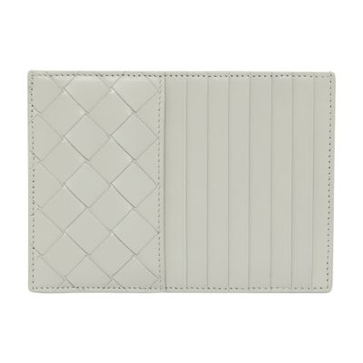 Bottega Veneta Intrecciato Card Case In Agate_grey_gold