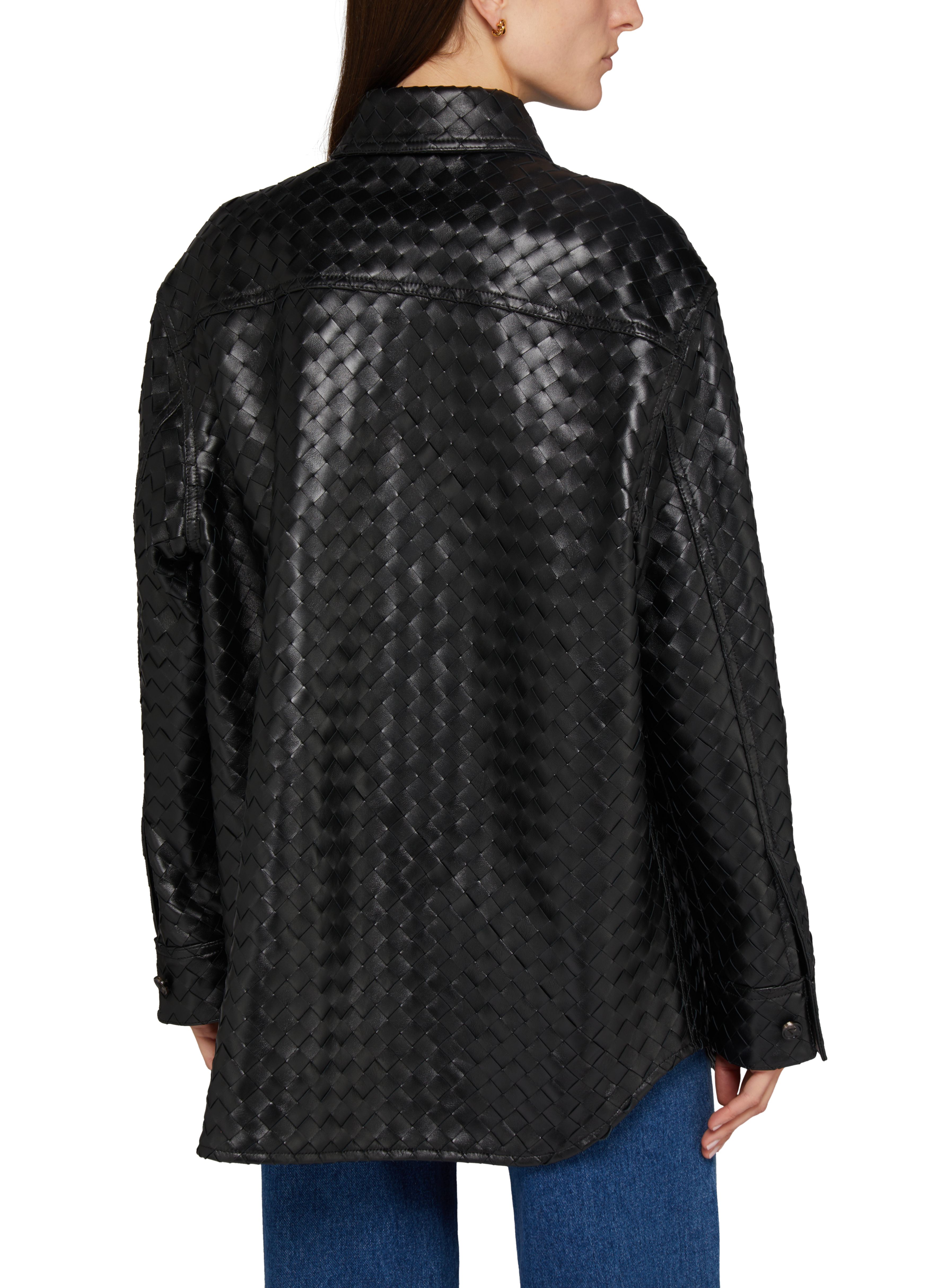 Intrecciato casual leather shirt thumbnail 5