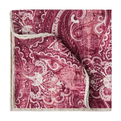 Brunello Cucinelli Double-faced Silk Paisley Pocket Square In Red