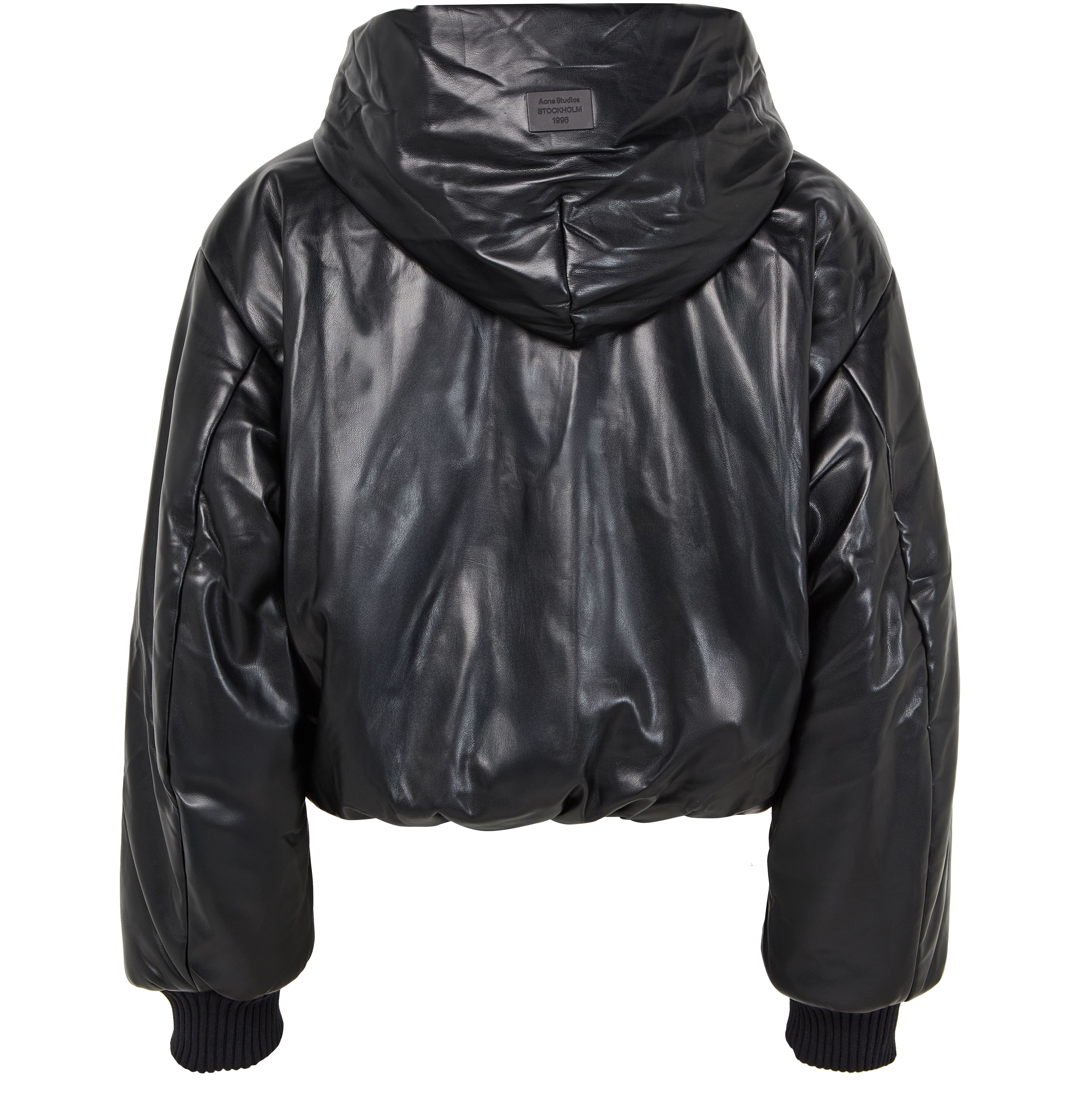 Hooded faux leather jacket thumbnail 3