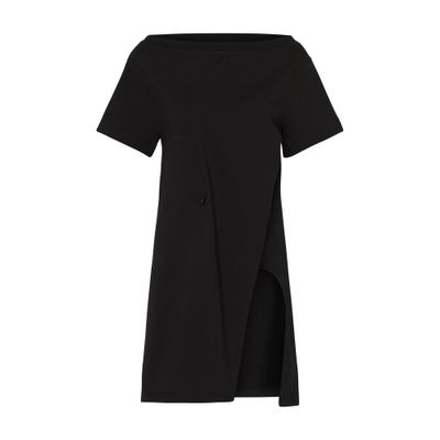 Shop Courrèges Boat Neck Mini Dress In Black