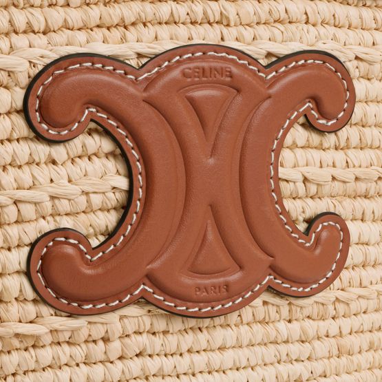 Nano Triomphe Celine classic panier in raffia and calfskin - CELINE