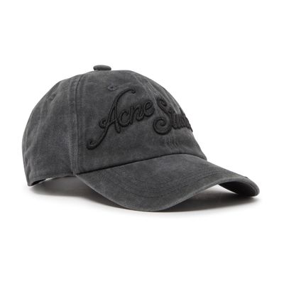 Acne Studios Black Logo Cap In Black