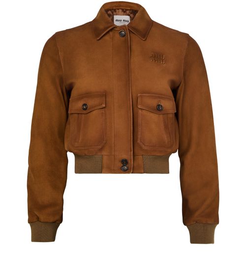 MIU MIU Crop-Bomberjacke aus Wildleder