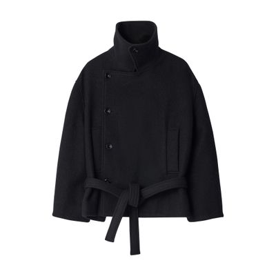 Lemaire Short Belted Coat In Black