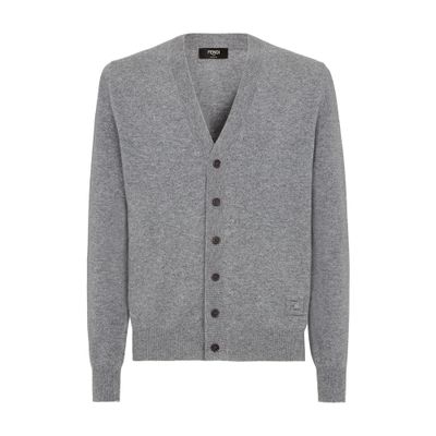 Fendi V-neck Cardigan In Grey