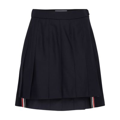 Shop Thom Browne Pleated Mini Skirt In Navy