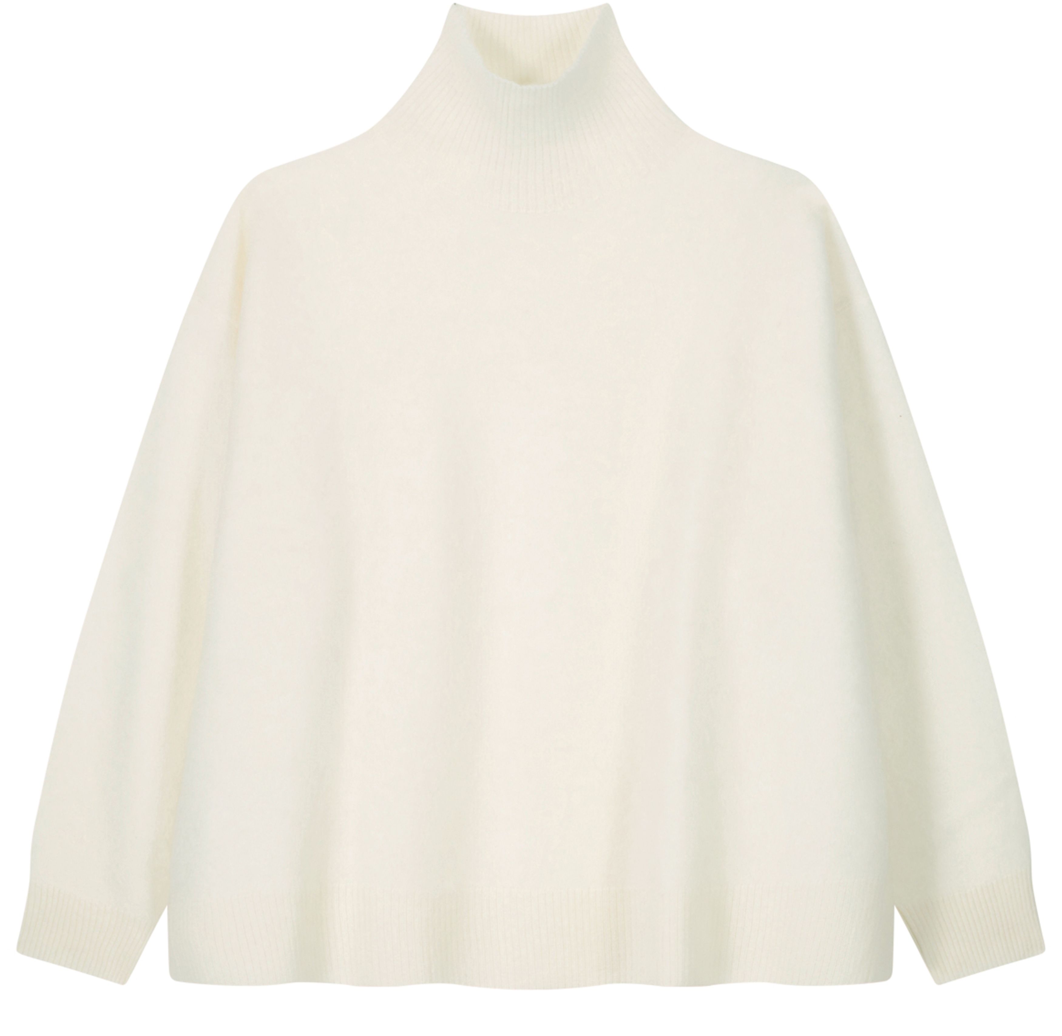 Oversized high-neck brushed cashmere sweater