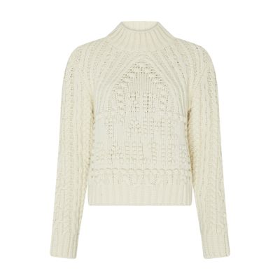Jean Paul Gaultier Chunky Knit High-neck Sweater In Beige