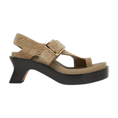 Loewe Khaki Open Toe Sandals In Green
