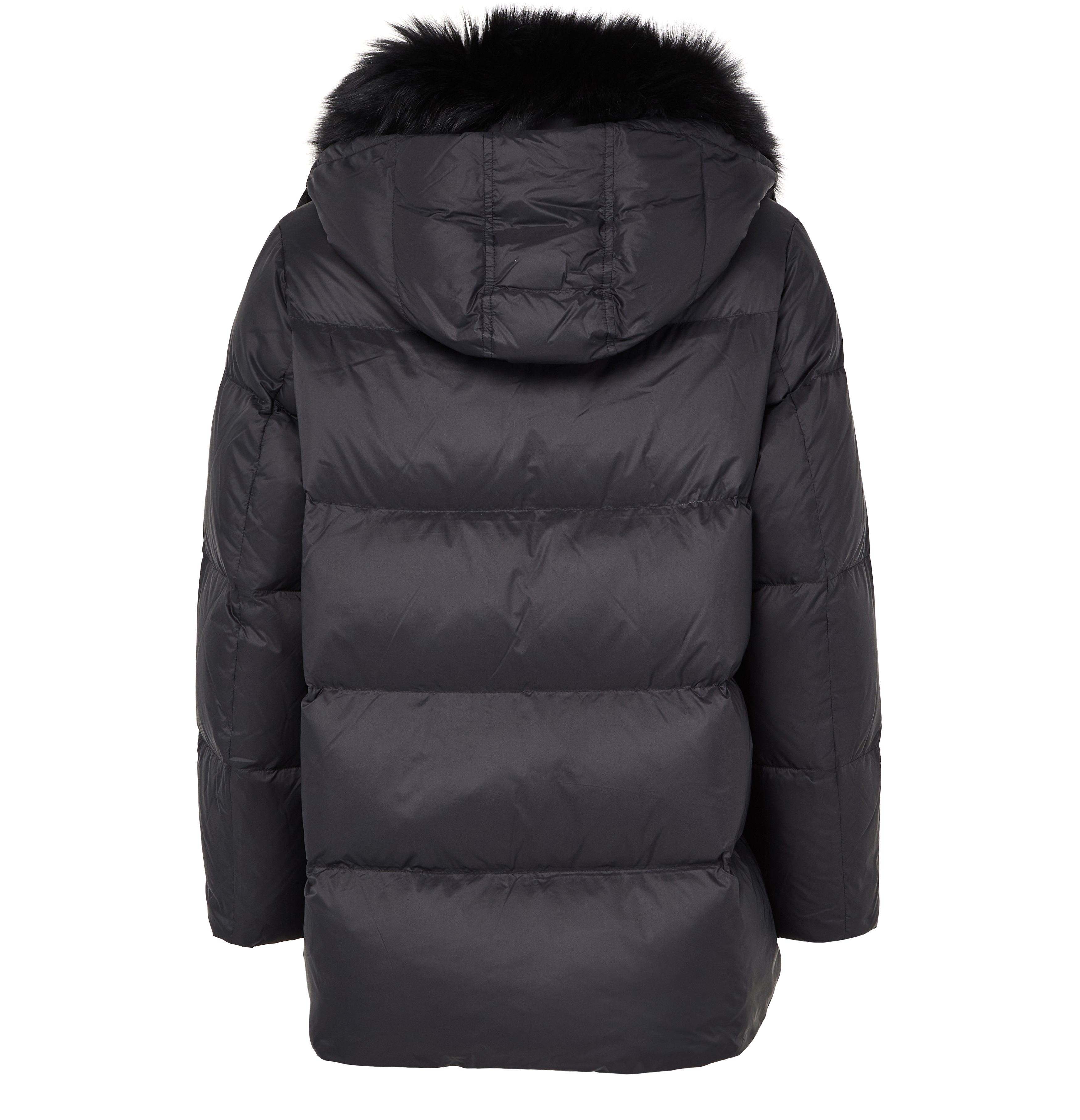 Hooded puffer jacket with a fox fur collar thumbnail 3