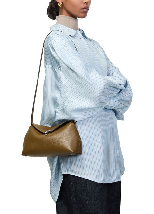 TOTEME T-Lock grained leather clutch bag