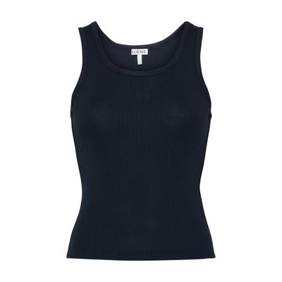 Shop Loewe Silk Tank Top In Navy