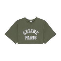 Women s Cropped Celine t shirt in cotton fleece CELINE 24S