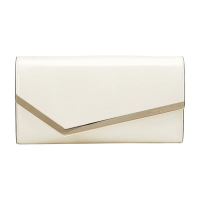 Jimmy Choo Emmie Patent Leather Clutch In Latte Light Gold