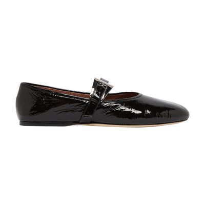 Paris Texas Sveva Patent Buckle Ballet Flat Shoes In Black