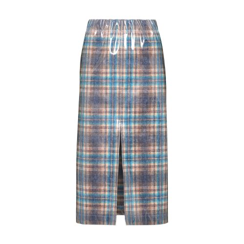 Maison Margiela Check Printed Wool Midi Skirt In Multicolor