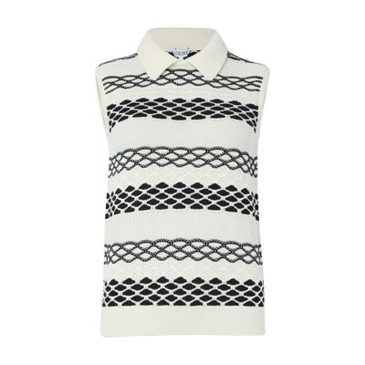 Loewe Cotton Vest With Collar And Ribbed Hem In White