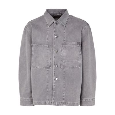 Lemaire Patch-pocket Denim Overshirt In Gray
