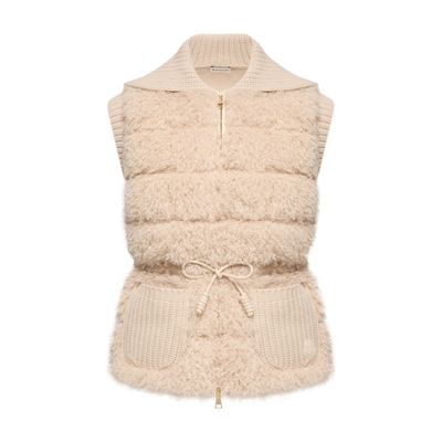 Moncler Sleeveless Jacket In Beige