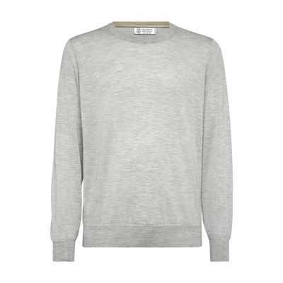 Brunello Cucinelli Light Grey Virgin Wool And Cashmere Jumper In Grey